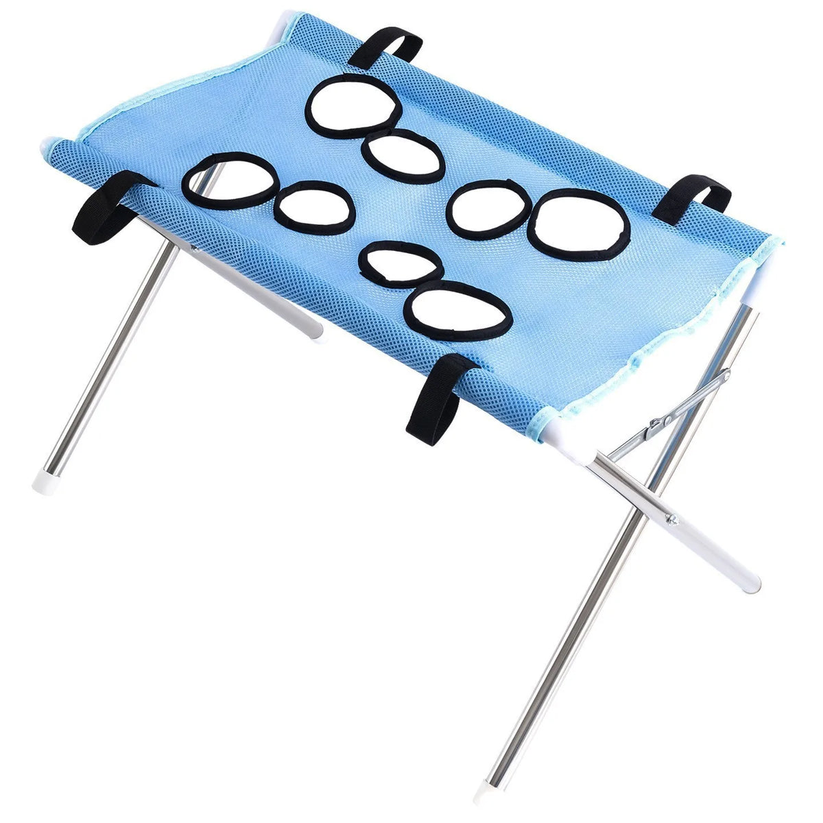 POKPAW Foldable Pet Grooming Table Portable Bathing Station Mesh Stand with Leg Holes for Small Dogs and Cats