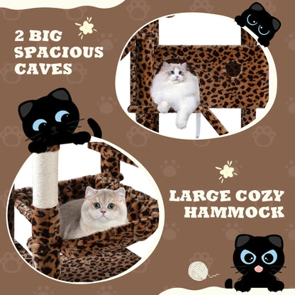 SHA CERLIN Multi-Level Tall Cat Tree Tower (81In/67In) - Spacious Cat Condo with Hammock, Sisal Scratching Posts, and Stable Base for Safe Play and Rest, Ideal Pet Furniture Gift Option