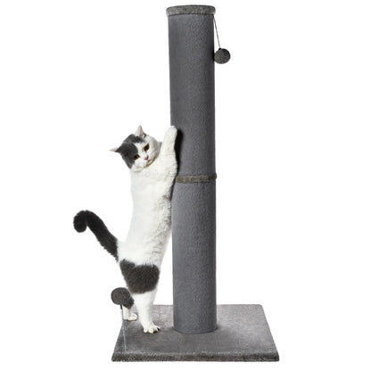 Made4Pets Freestanding Sisal Vertical Scratcher for Indoor Cats - 19.25" L x 19.25" W x 41.73" H, Sturdy Base, Interchangeable Spring Toy, Space-Efficient Design, Supports Nail Health, Protects Furniture from Scratching