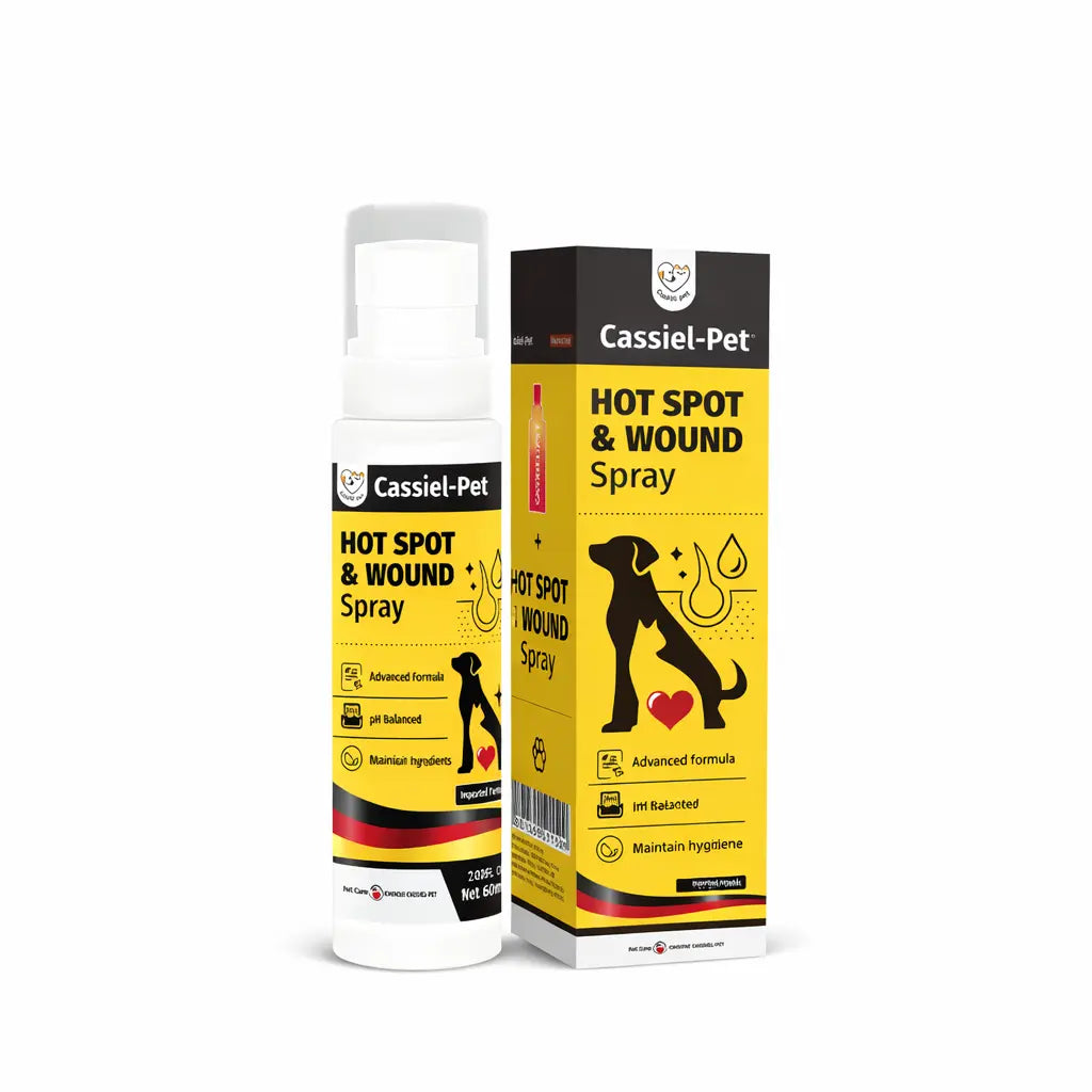 Cassiel Pet Hot Spot and Wound Relief Spray for Dogs and Cats - Natural Formula for Soothing Skin, Alleviating Itching and Scratching, Improved Packaging