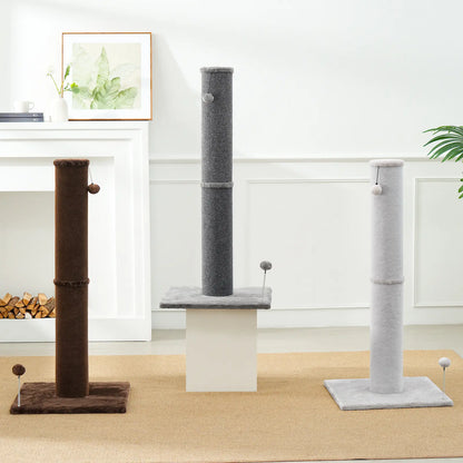 Made4Pets Freestanding Sisal Vertical Scratcher for Indoor Cats - 19.25" L x 19.25" W x 41.73" H, Sturdy Base, Interchangeable Spring Toy, Space-Efficient Design, Supports Nail Health, Protects Furniture from Scratching