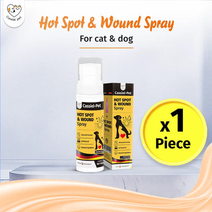 Cassiel Pet Hot Spot and Wound Relief Spray for Dogs and Cats - Natural Formula for Soothing Skin, Alleviating Itching and Scratching, Improved Packaging