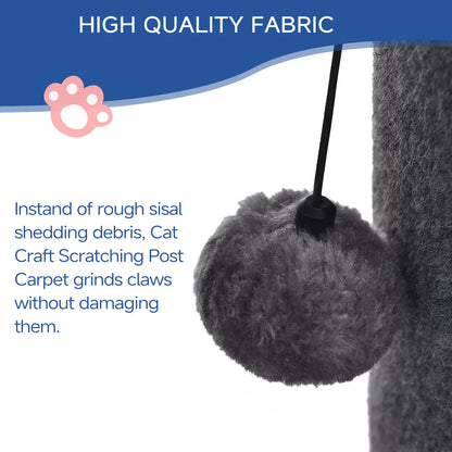 Made4Pets Freestanding Sisal Vertical Scratcher for Indoor Cats - 19.25" L x 19.25" W x 41.73" H, Sturdy Base, Interchangeable Spring Toy, Space-Efficient Design, Supports Nail Health, Protects Furniture from Scratching