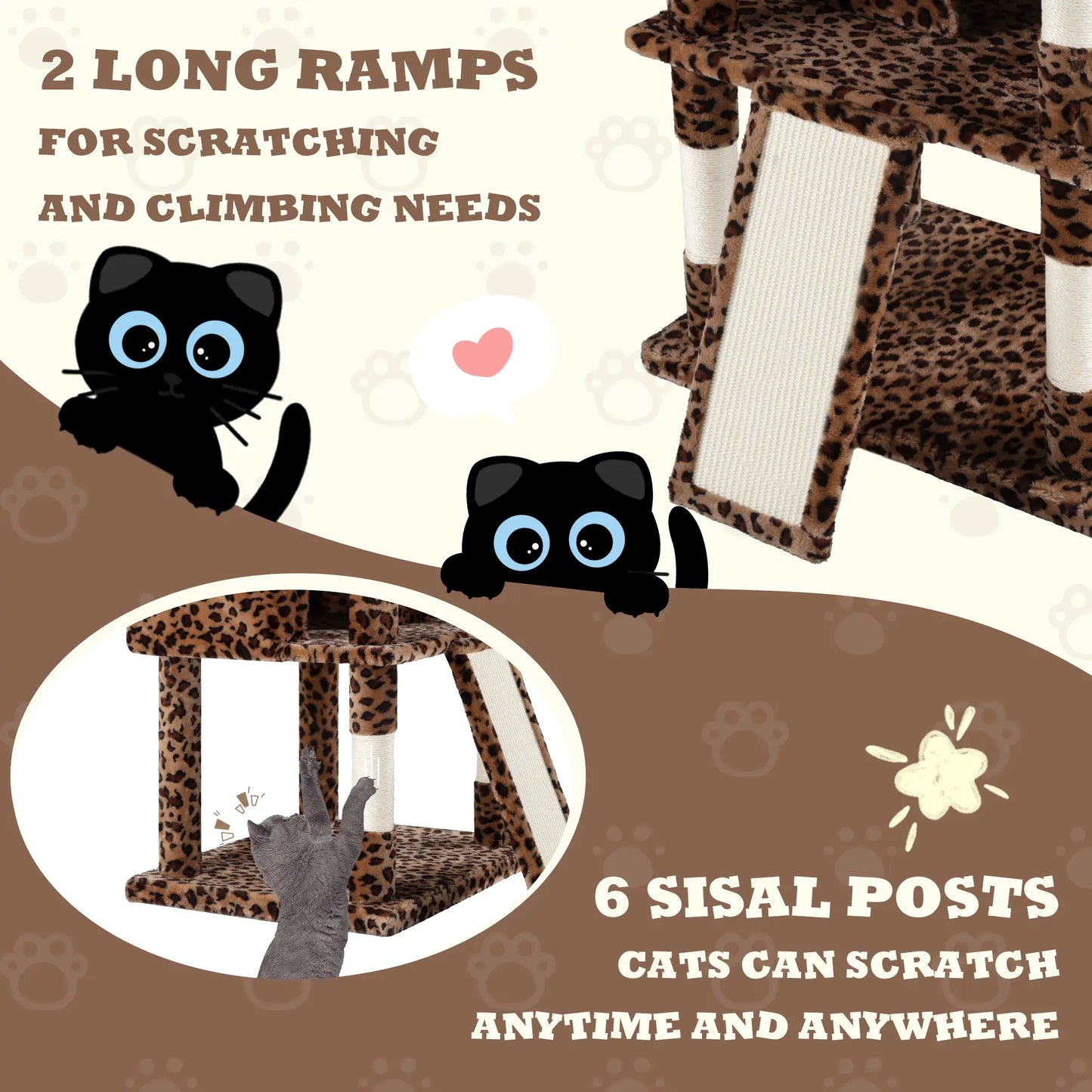 SHA CERLIN Multi-Level Tall Cat Tree Tower (81In/67In) - Spacious Cat Condo with Hammock, Sisal Scratching Posts, and Stable Base for Safe Play and Rest, Ideal Pet Furniture Gift Option