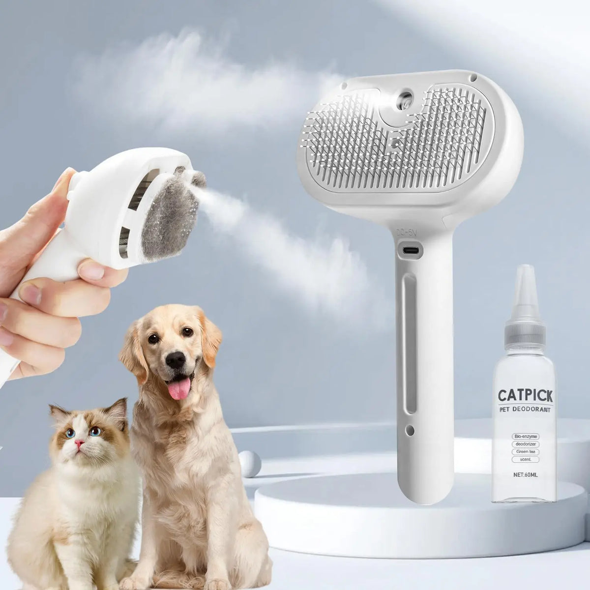 Pet Hair Removal Comb with Shedding Button - 1-Piece Grooming Brush for Cats and Dogs, Ideal for Cleaning and Massaging
