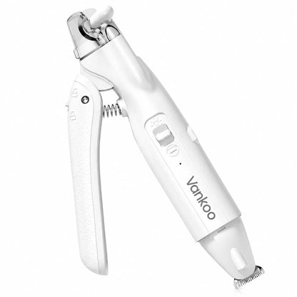 Vankoo 2-in-1 Rechargeable Dog Nail Clipper and Paw Hair Trimmer Kit with LED Light - Waterproof and Low Noise Grooming Solution for Small Dogs and Cats