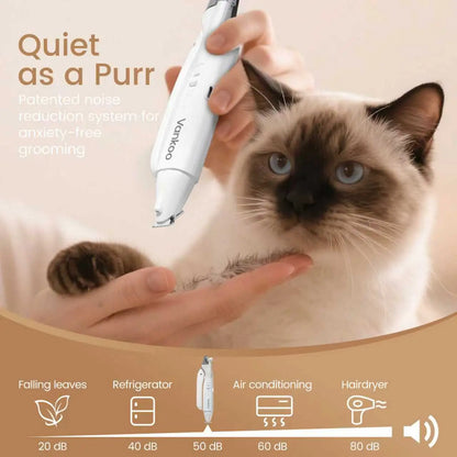 Vankoo 2-in-1 Rechargeable Dog Nail Clipper and Paw Hair Trimmer Kit with LED Light - Waterproof and Low Noise Grooming Solution for Small Dogs and Cats