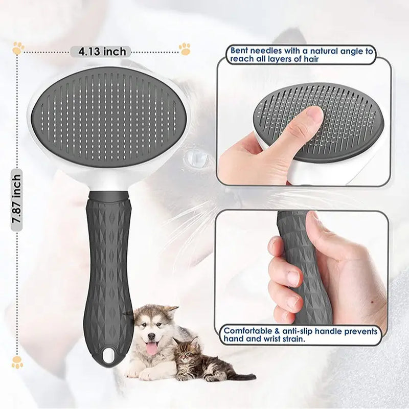 Self-Cleaning Pet Grooming Brush for Cats & Dogs
