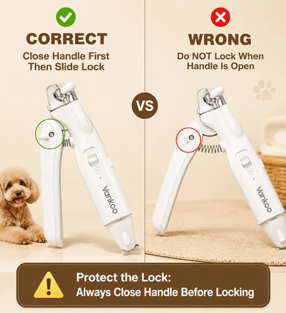 Vankoo 2-in-1 Rechargeable Dog Nail Clipper and Paw Hair Trimmer Kit with LED Light - Waterproof and Low Noise Grooming Solution for Small Dogs and Cats