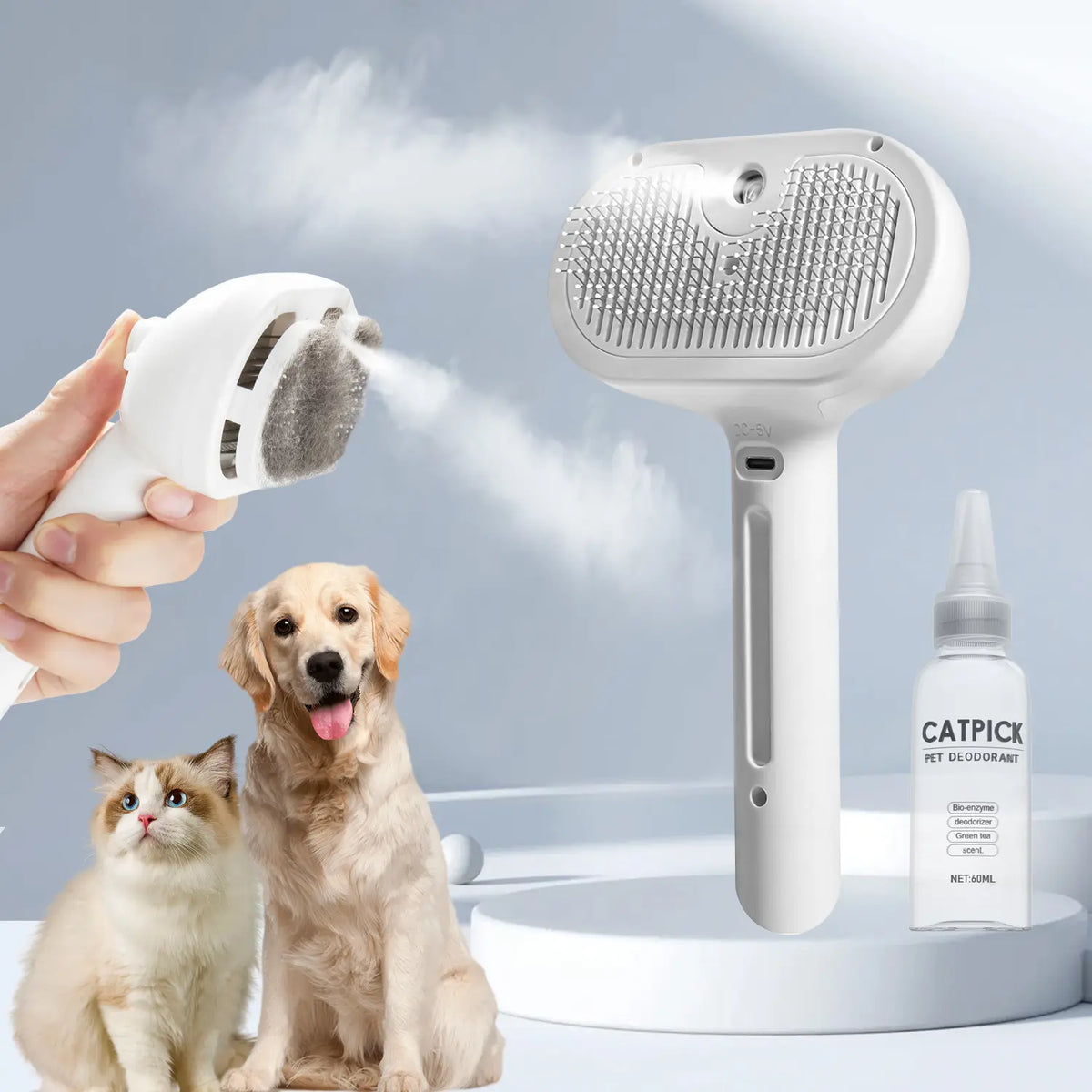 Pet Hair Removal Comb with Shedding Button - 1-Piece Grooming Brush for Cats and Dogs, Ideal for Cleaning and Massaging