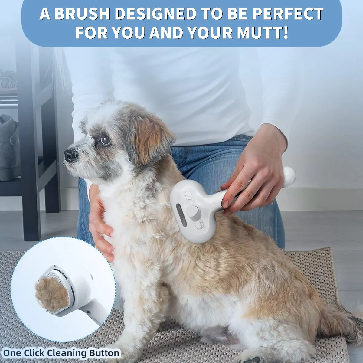 Pet Hair Removal Comb with Shedding Button - 1-Piece Grooming Brush for Cats and Dogs, Ideal for Cleaning and Massaging