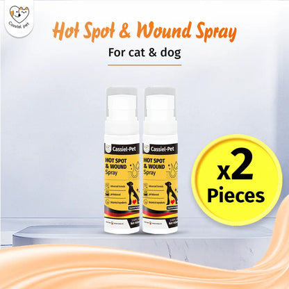 Cassiel Pet Hot Spot and Wound Relief Spray for Dogs and Cats - Natural Formula for Soothing Skin, Alleviating Itching and Scratching, Improved Packaging
