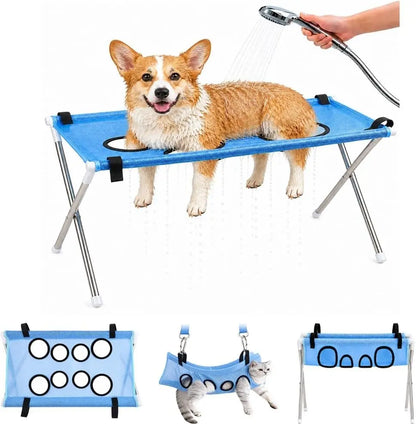 Foldable Dog Bathing Hammock Stand – Hands-Free Pet Washing Station