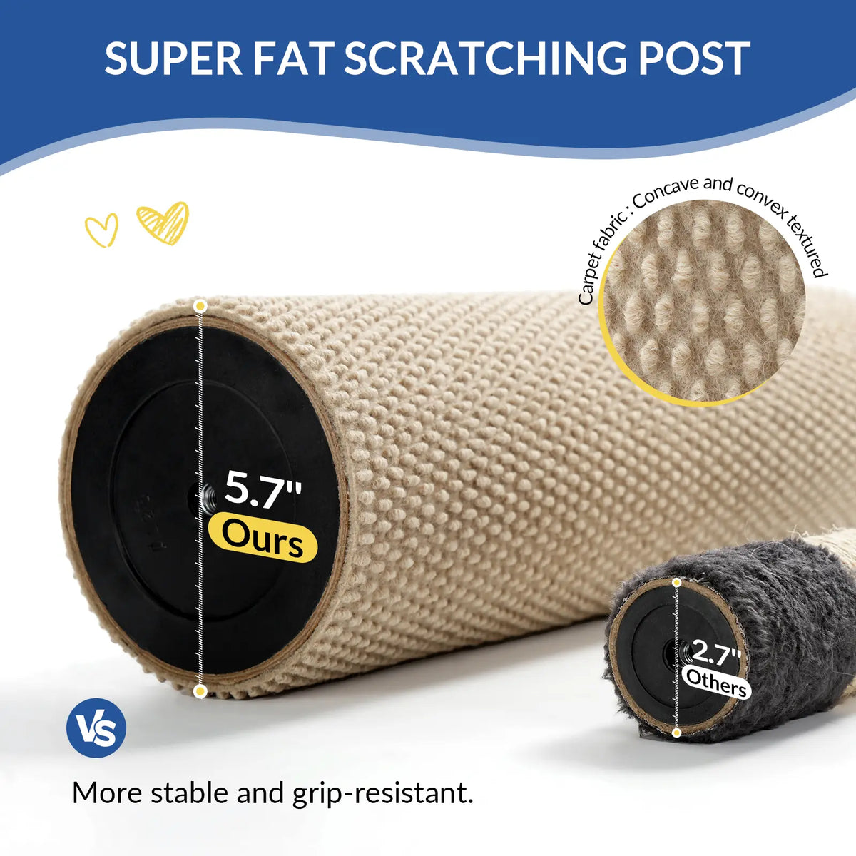 Made4Pets Freestanding Sisal Vertical Scratcher for Indoor Cats - 19.25" L x 19.25" W x 41.73" H, Sturdy Base, Interchangeable Spring Toy, Space-Efficient Design, Supports Nail Health, Protects Furniture from Scratching